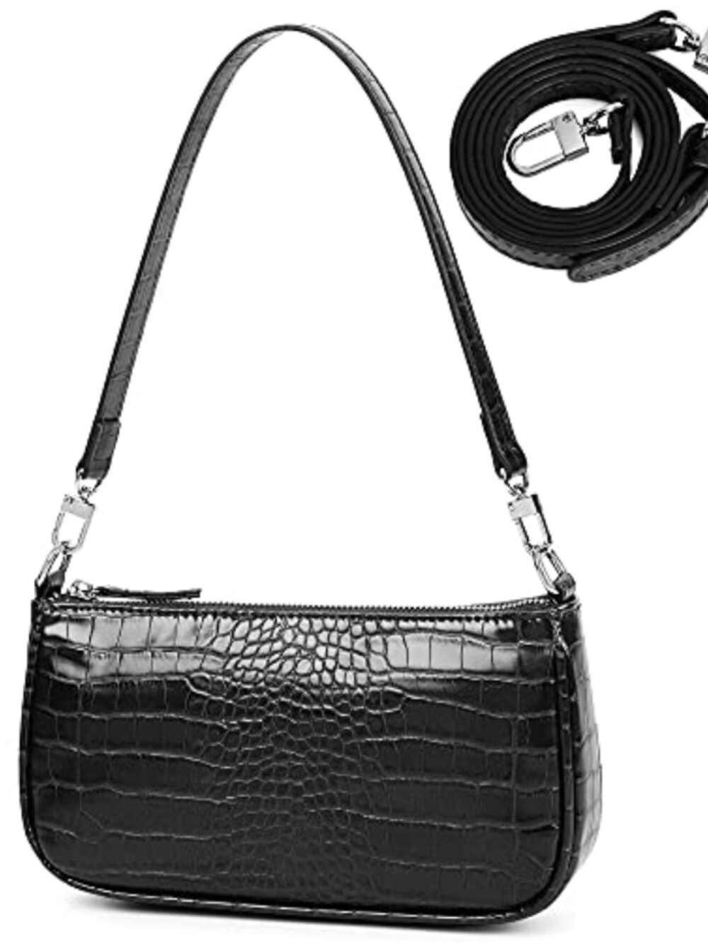 Faux Leather Small Shoulder Bag Crossbody Mini Purse Detachable Strap